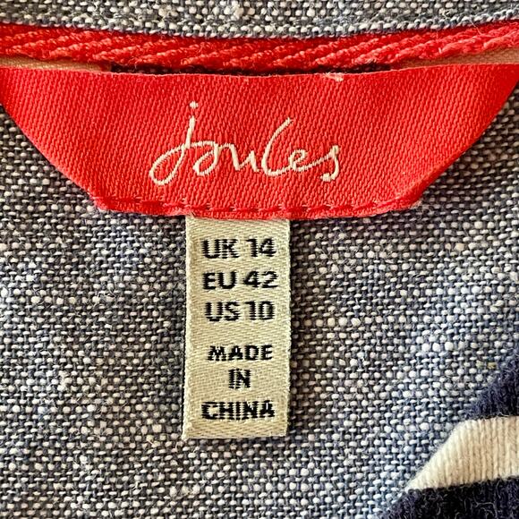Joules Imelda Jersey Woven Mix Dress Blue Floral Stripe Size 10 Coastal Casual - Picture 10 of 12